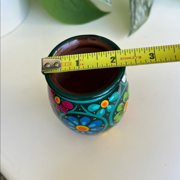 Hand Painted Floral Small Mini Terracotta Vase Decor Vintage - Picture 9 of 12